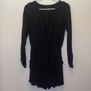 Long-sleeve Button-up Romper